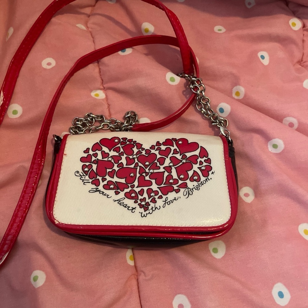 Brighton Red and White Heart Crossbody Bag